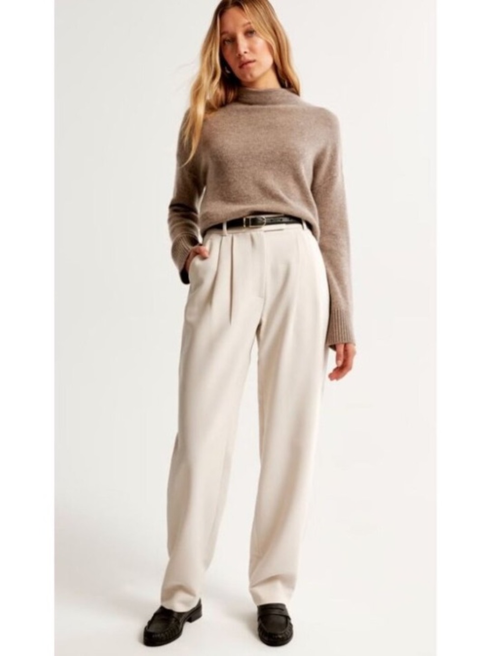 Abercrombie & Fitch High Rise Taper Pants in Taupe Ecru
